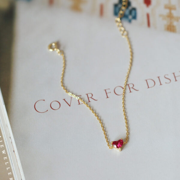S925 Sterling Silver Gold-plated Little Red Heart Bracelet For Women - Image 8