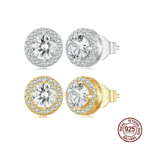 S925 Sterling Silver White Gold Plated Light Luxury All-match Stud Earrings Ornament Women - Image 5
