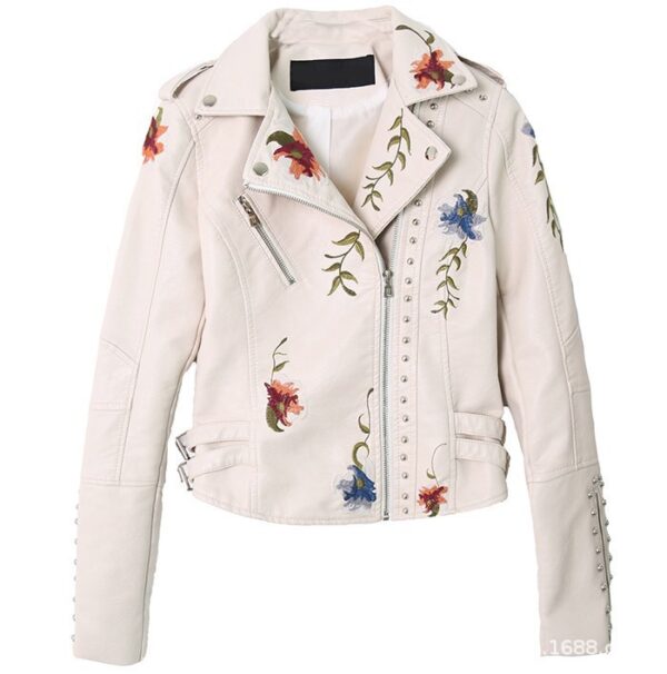 Embroidered studded leather jacket - Image 6