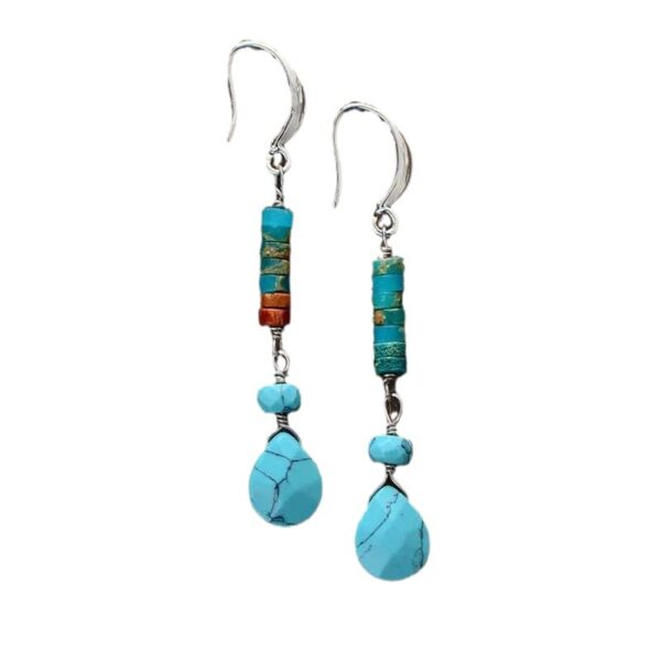 Natural Stone Spacer Colorful Simple Ethnic Earrings - Image 3