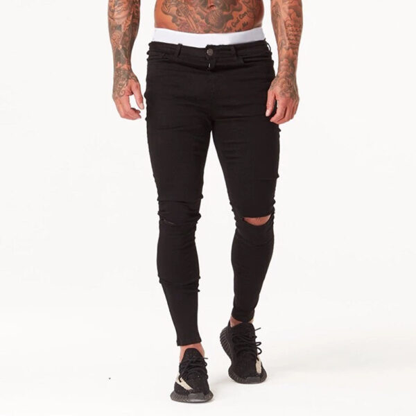 Summer Distressed Hip Hop Style Washed Super Skinny Men Ripped Jeans - Image 8