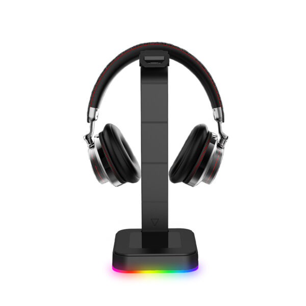 Desktop Gamer 2 In 1 RGB Headphone Stand Power Strip Desk Gaming Headset Holder With 2 USB Charging Earphone Hanger - Image 2